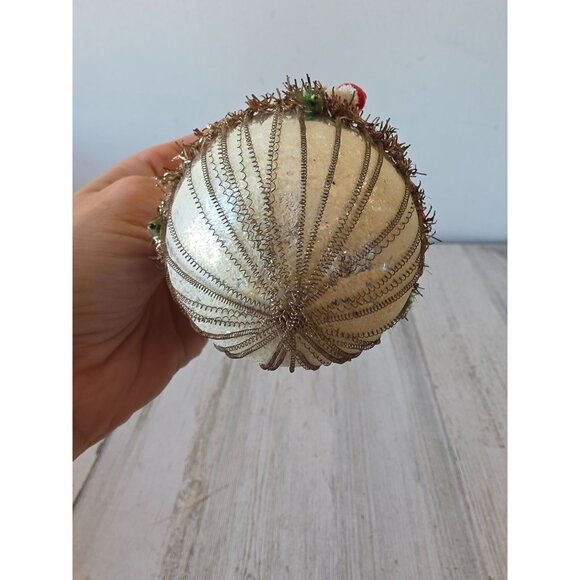 Antique mushroom glass tinsel ornament german RARE flocked ball Xmas tree - Picture 6 of 6